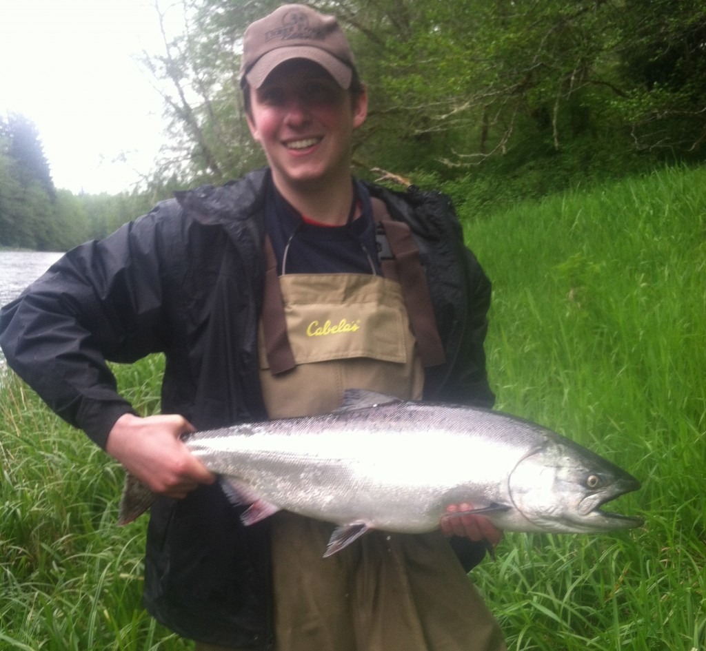 Daniel with a hatchery spring Chinook, the bacon of the sea