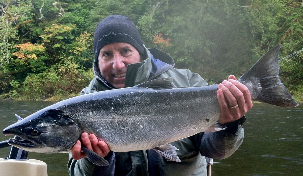Marty with a nice new salmon of the backside of last weeks rain. 