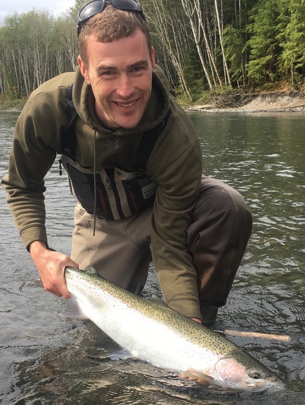 Joe with one of a handful of steelhead and kings he and Tim landed